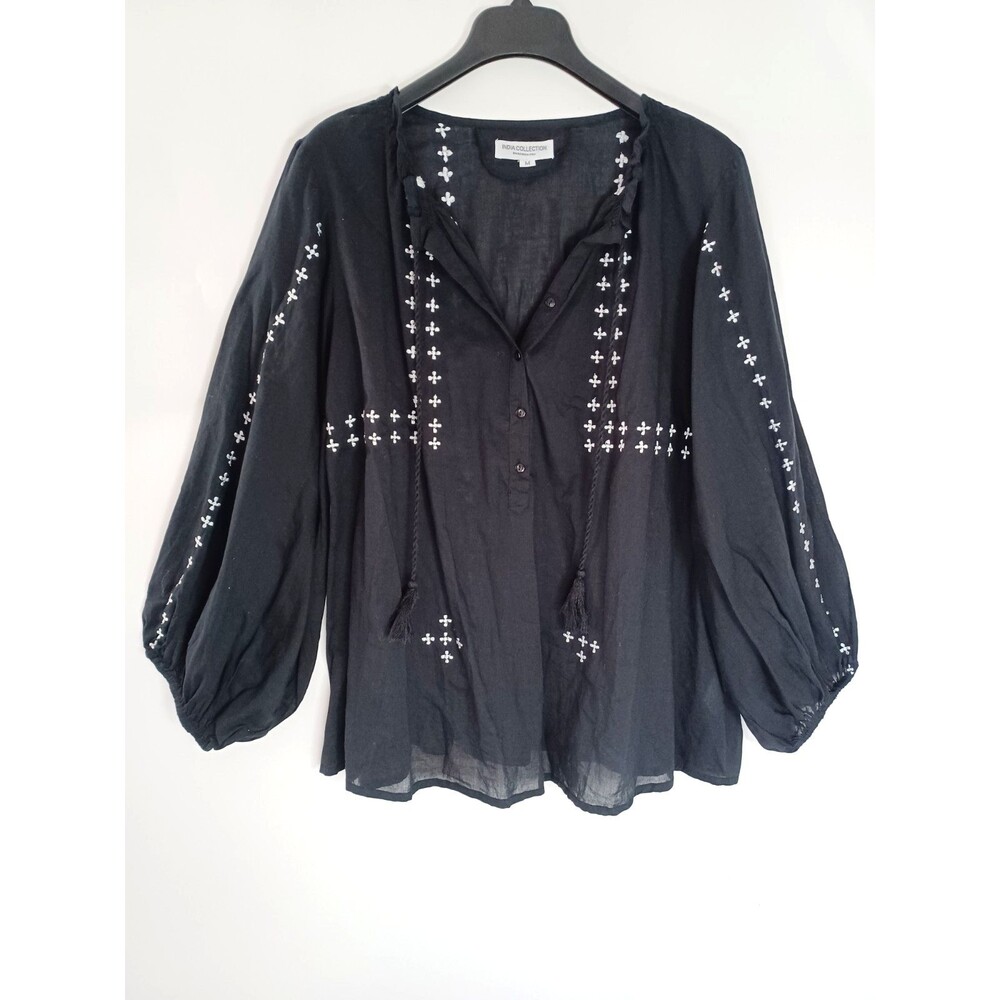 Emerson Fry India Collection Top Medium Organic Boho Embroidered Sustainable